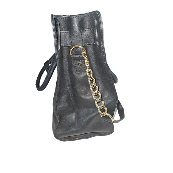 Michael Kors Large Black Leather Hamilton Satchel Shoulder Bag with Lock and Key - Picture 2 of 6